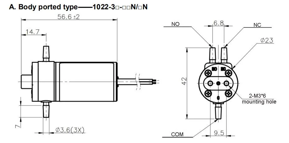 Diaphragm Type Solenoid Valve, 3-Way 1022series (1022-3) , Medical Valve, Environmental Protection Valve, Liquid Valve