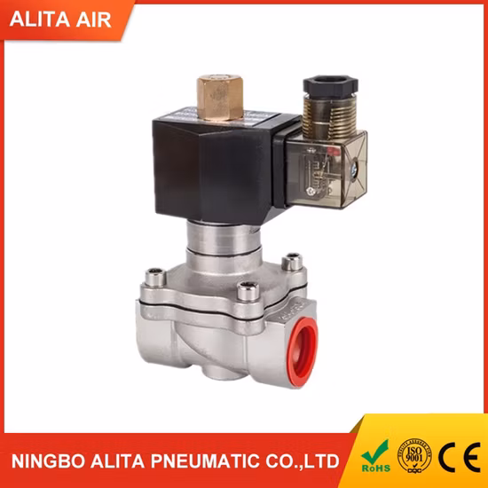 Elettrovalvola a solenoide aria acqua con guida ad azione diretta a due vie bidirezionale in acciaio inossidabile serie F con isolamento classe F da 12 V